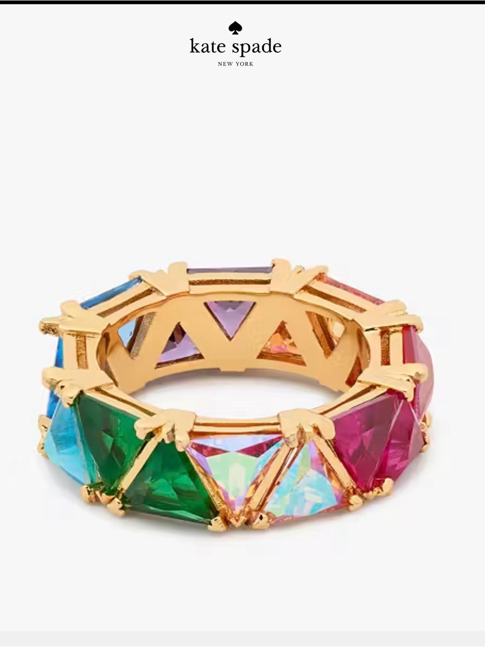 Kate Spade Shine Me Up Eternity Band Multicolor Crystal Band Ring Gold Tone NEW